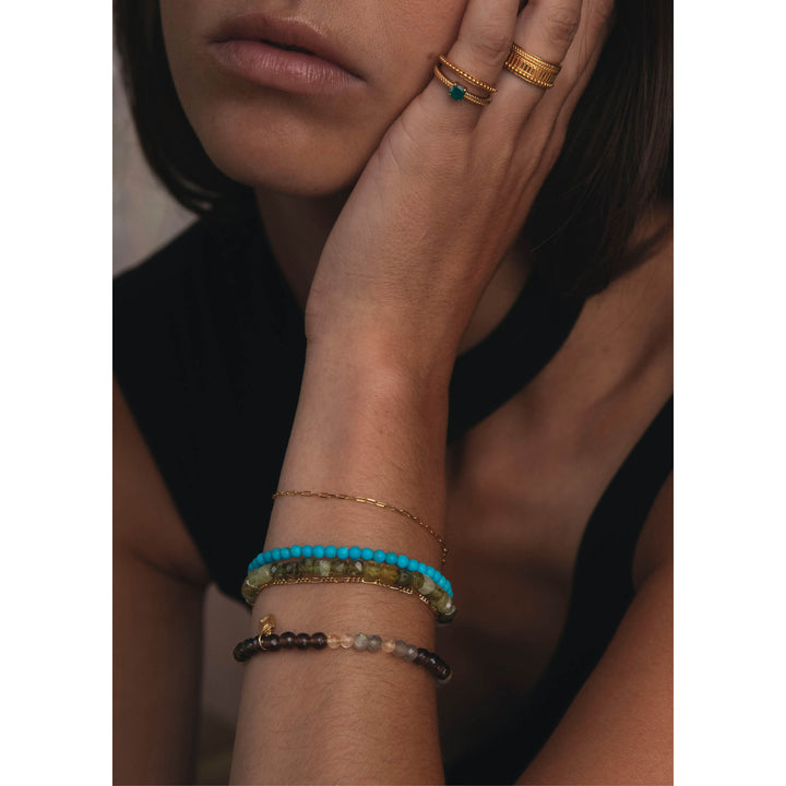 18K Gold Plated Bracelet w. Quartz & Labradorite