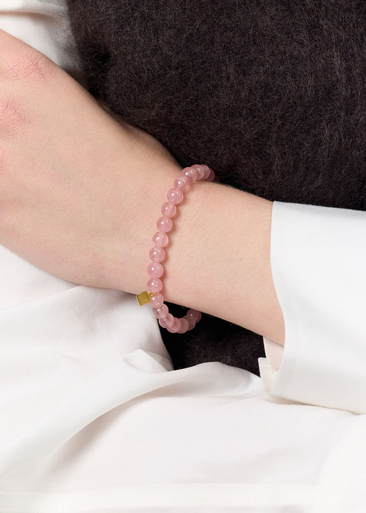 Rose Gold Plated Bracelet w. Rose Quartz