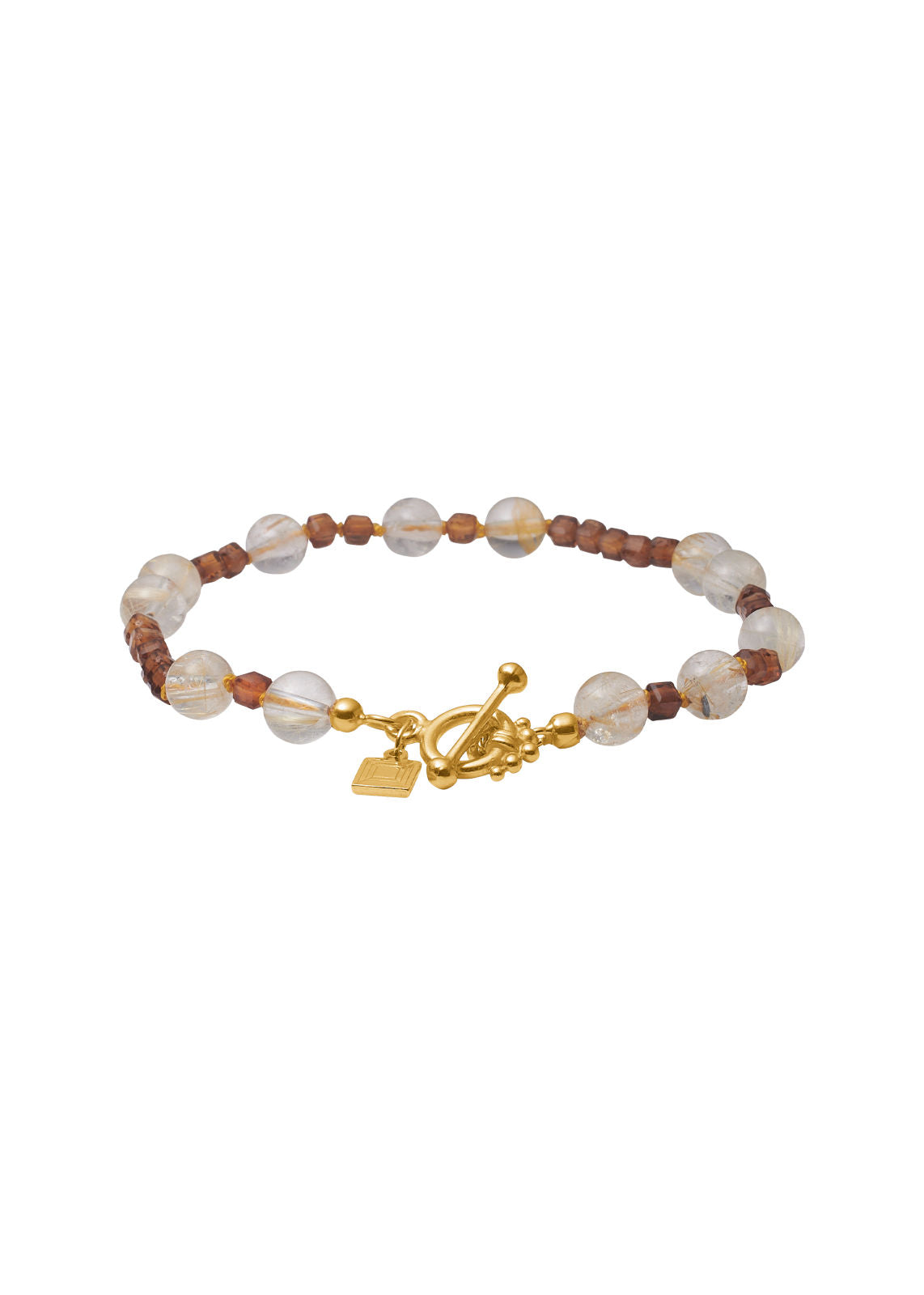 Safran Gold Plated Bracelet w. Golden Rutile Quartz & Yellow Tourmalines