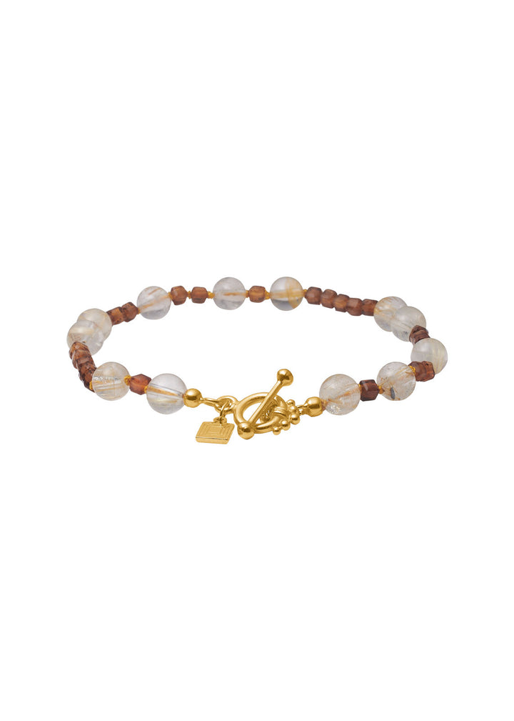 Safran Gold Plated Bracelet w. Golden Rutile Quartz & Yellow Tourmaline