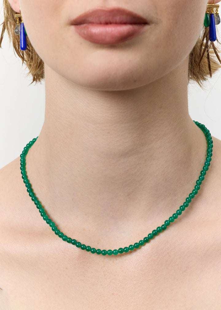 Mimi Gold Plated Necklace w. Green Agate