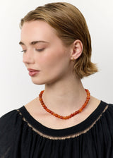 Ines Gold Plated Necklace w. Carnelion