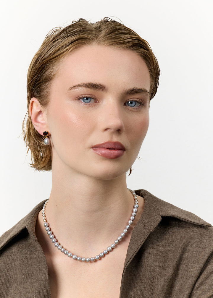 Lotus Gold Plated Necklace w. Grey Pearl