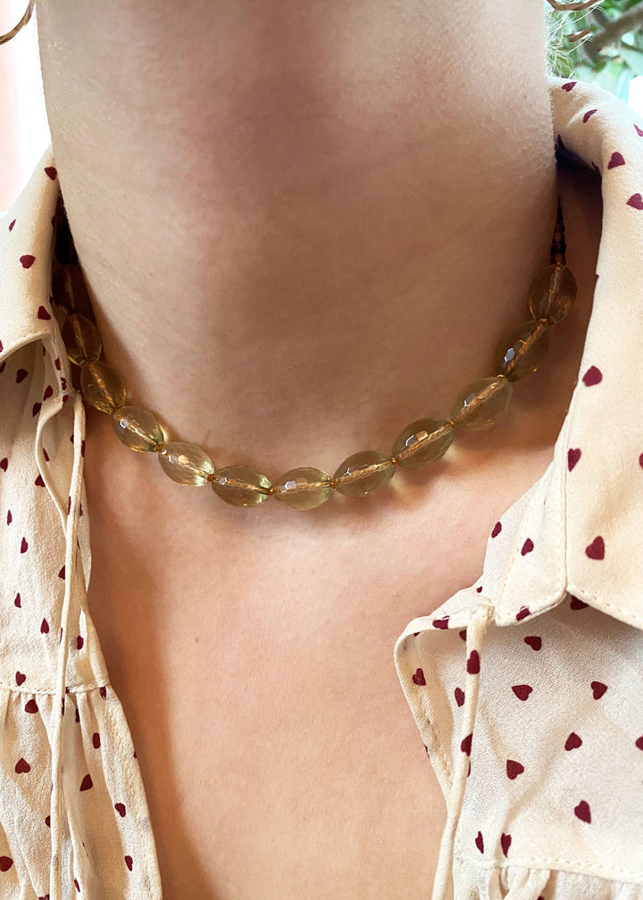 Edith Gold Plated Necklace w. Lemon Quartz & Yellow Tourmaline