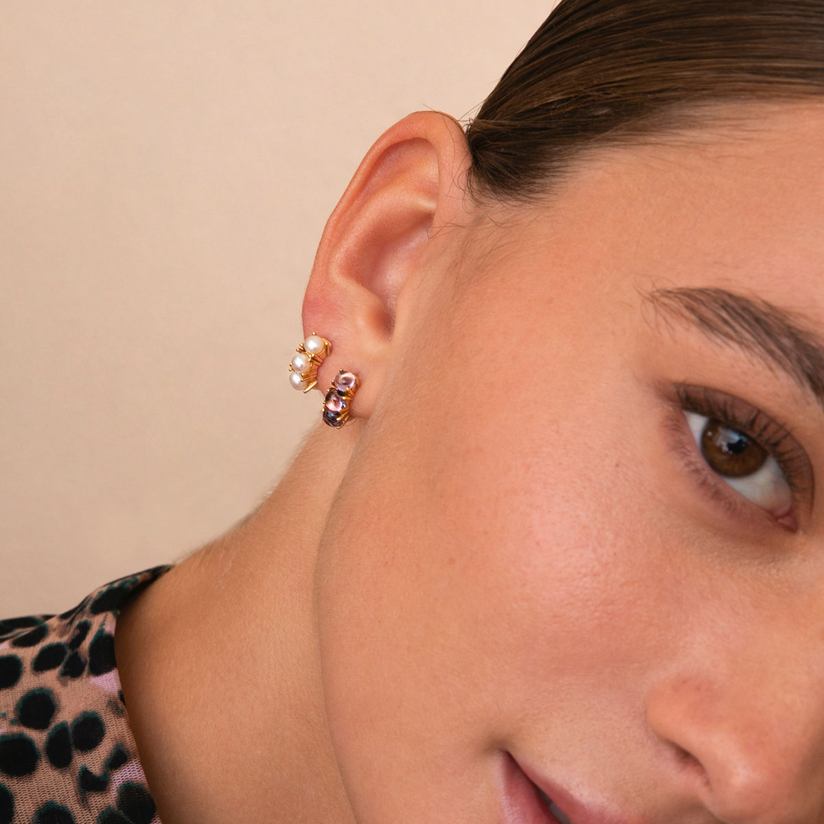Olalla mini Silver Hoop w. Freshwater Pearls