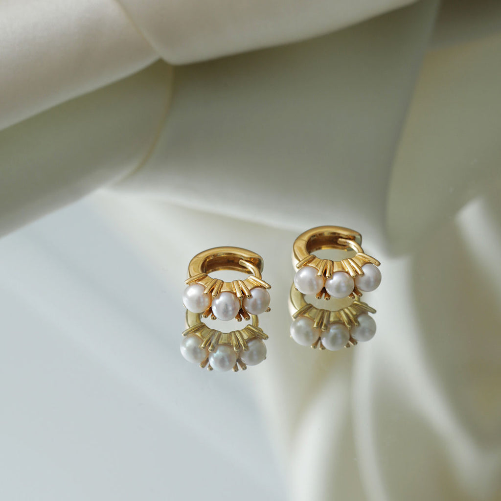 Riff Mini 18K Gold Plated Hoop W. Süßwasserperlen