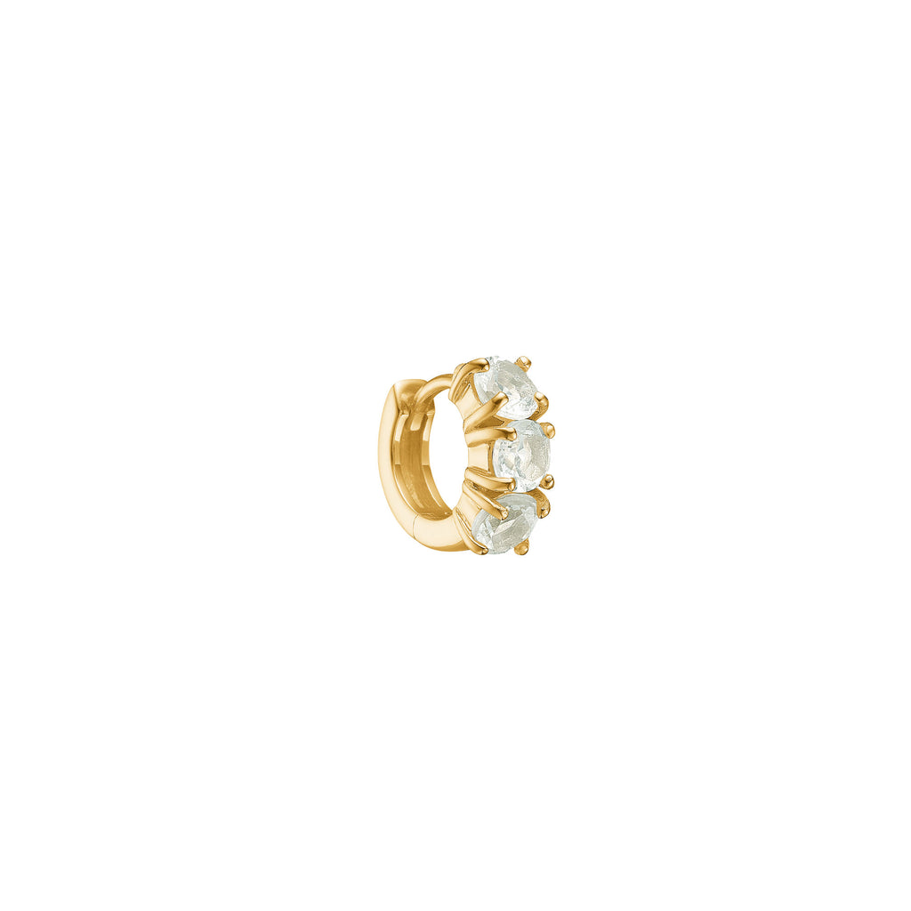Riff Mini 18K Gold Plated Hoop W. Prasiolith