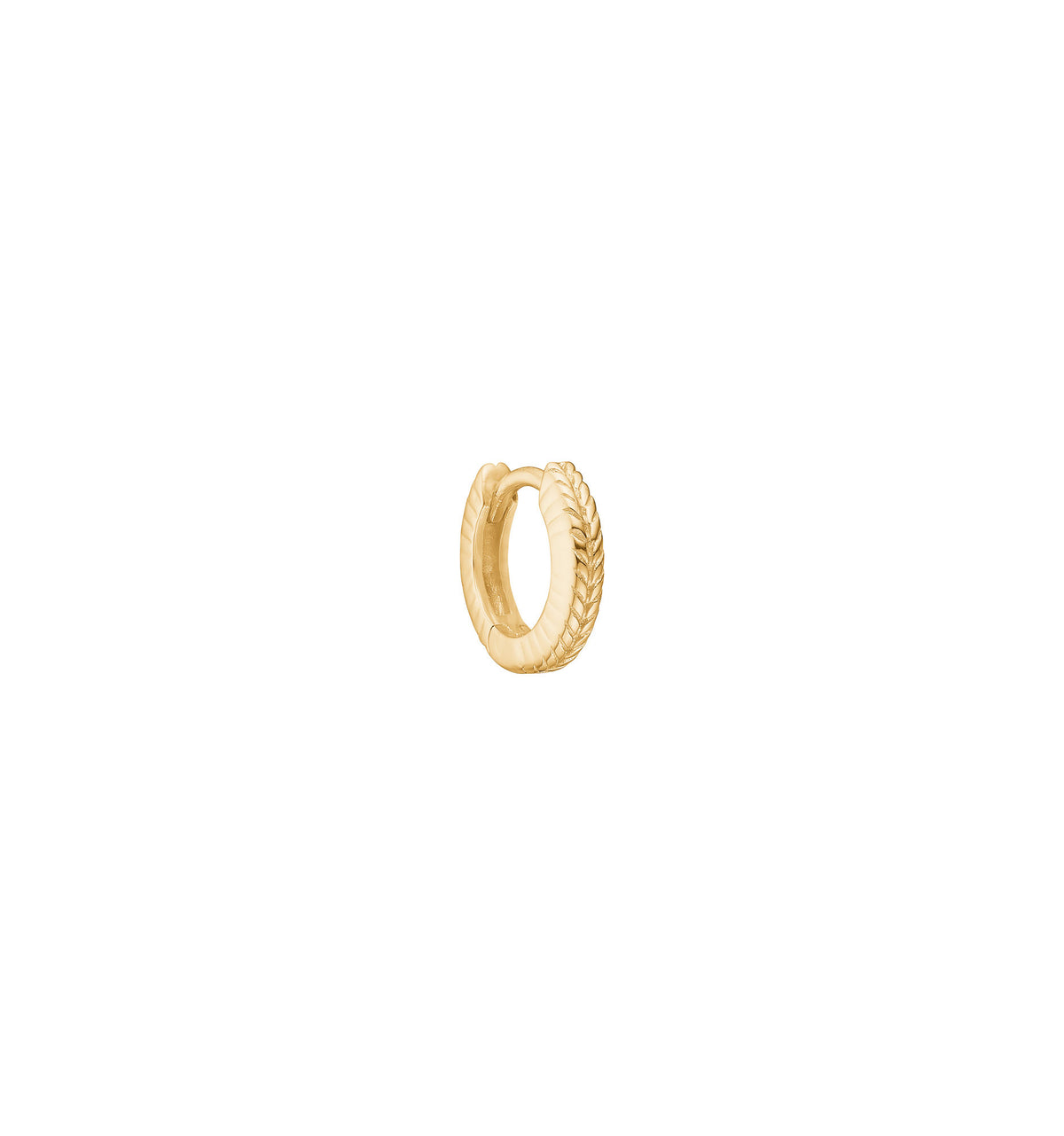 Fishbone mini 18K Gold Plated Hoop w. Herringbone details
