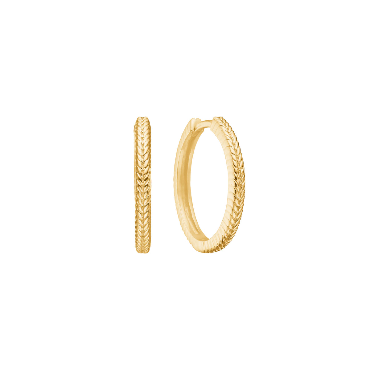 Fischknochen mittel 18K Gold plattiert Hoop w. Details von Fischgräten