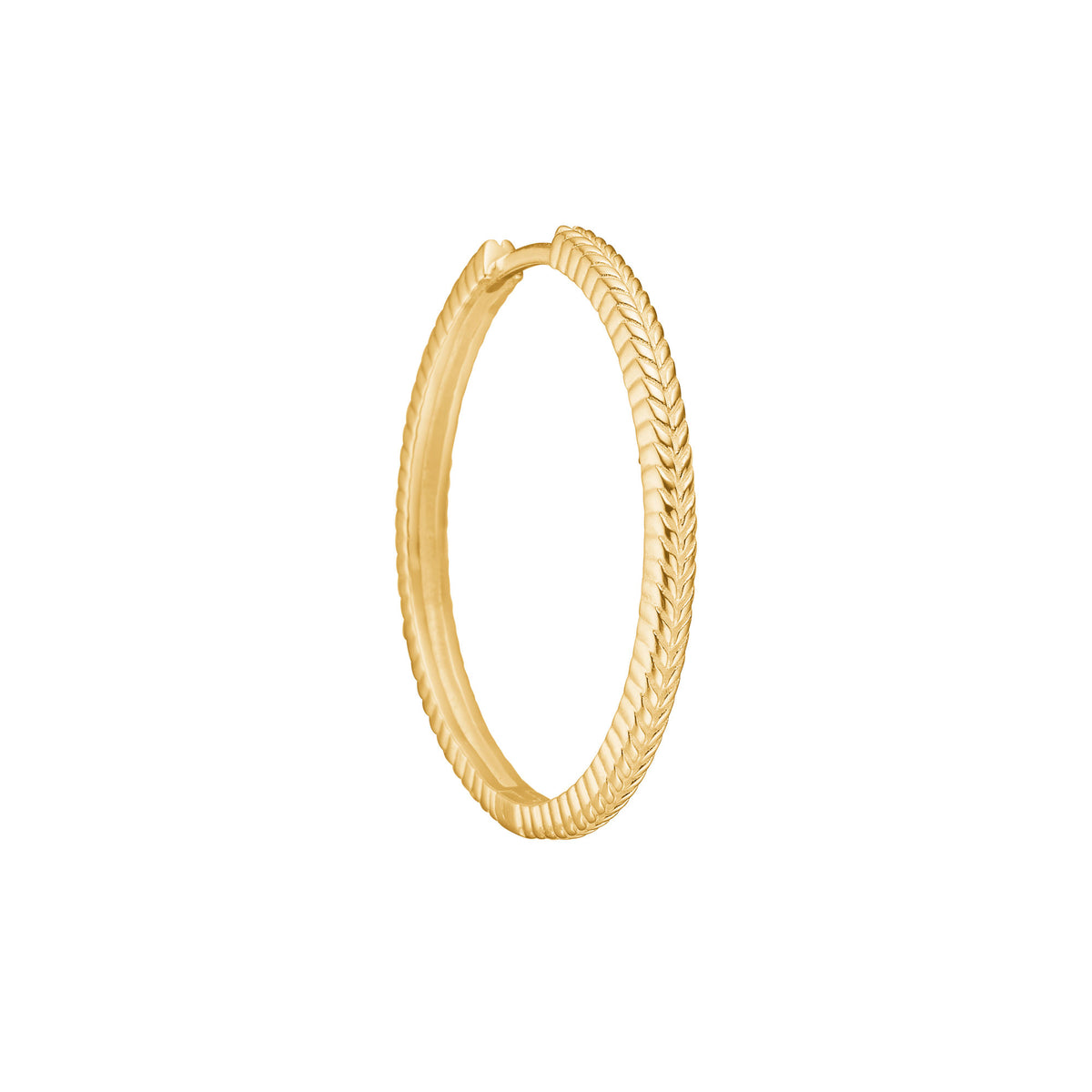 Fishbone large 18K Gold Plated Hoop w. Herringbone details