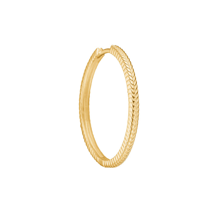 Fischknochen großer 18K Gold plattiert Hoop w. Details von Fischgräten