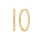Fishbone large 18K Gold Plated Hoop w. Herringbone details