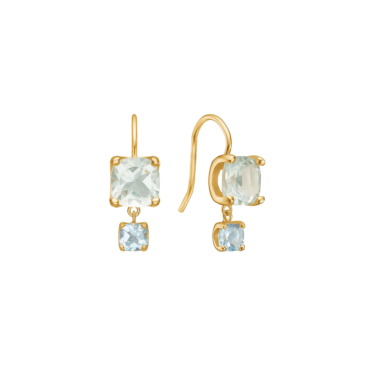 Reef 18K Forgyldte Øreringe m. Prasiolit & Topas