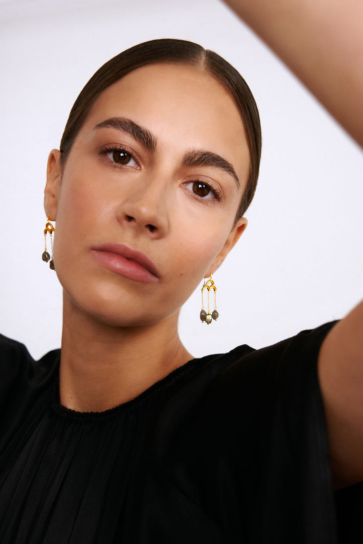Mirage 18K Gold Plated Earrings w. Laboradorite