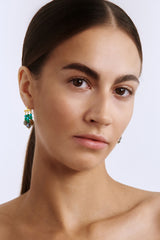 Mirage 18K Gold Plated Earrings w. Mixed Colored Stones