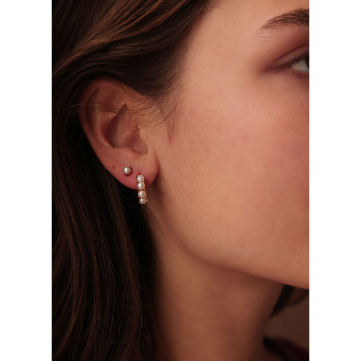 Reef small 18K Gold Plated Hoop w. Pearls