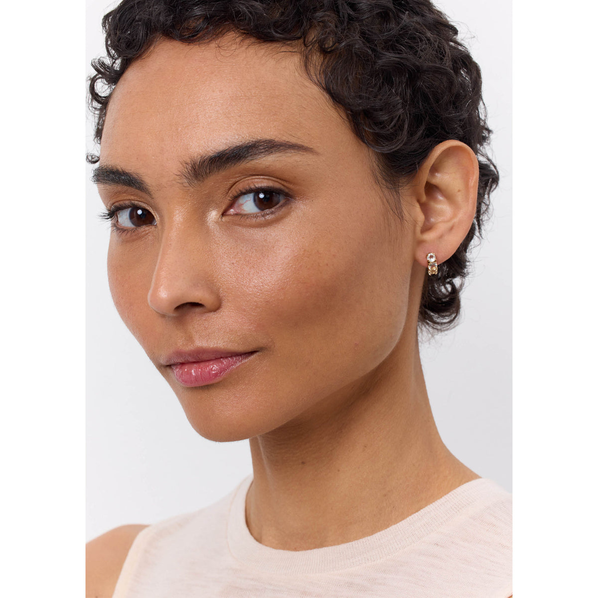 Lemon mini 18K Forgyldt Hoop m. Kvarts