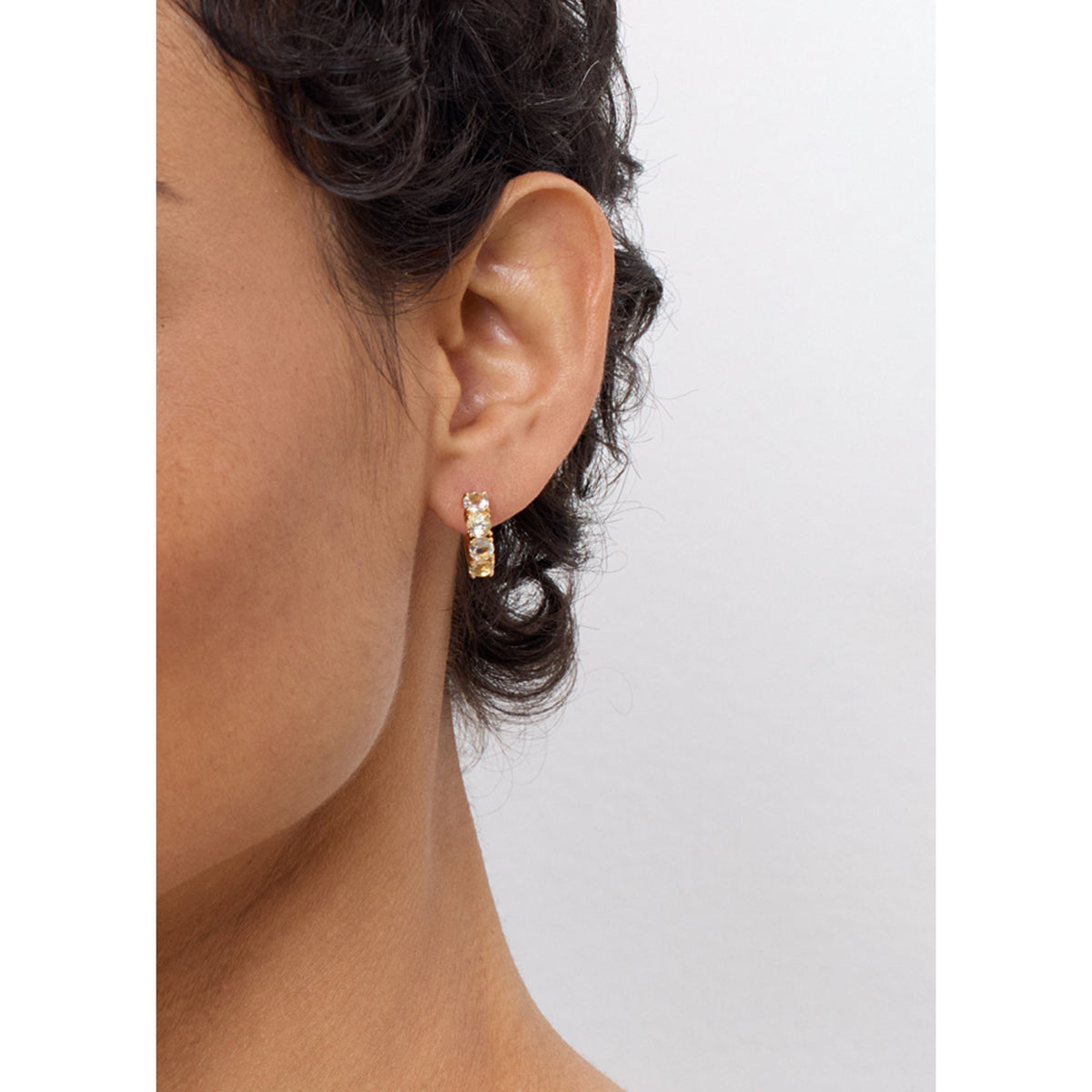 Reef small 18K Gold Plated Hoop w. Prasiolite