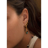 Fishbone medium 18K Gold Plated Hoop w. Herringbone details