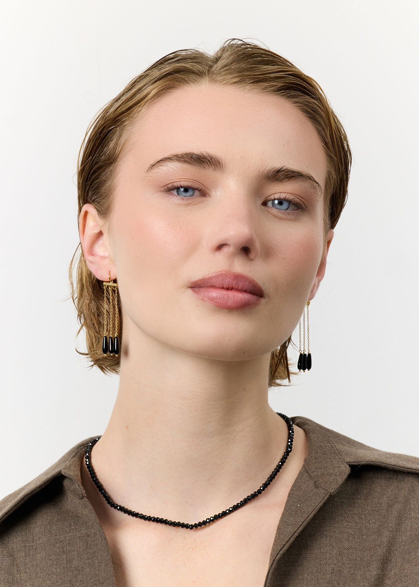 Talitha Gold Plated Earrings w. Black Agate