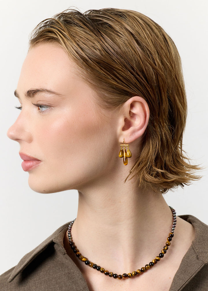 Mirage Gold Plated Earrings w. Tiger's Eye