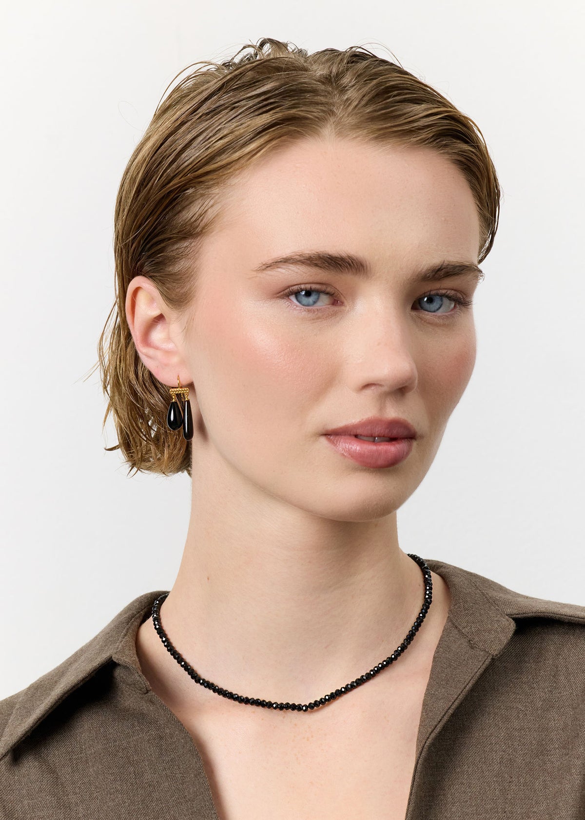 Cicero Gold Plated Earrings w. Black Agate