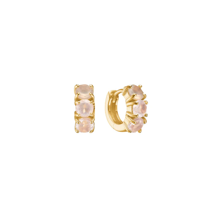 Rose mini 18K Gold Plated Hoop w. Quartz