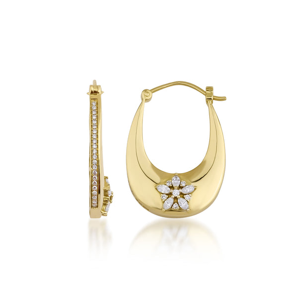 Fleur 18K Gold Earrings w. Diamonds