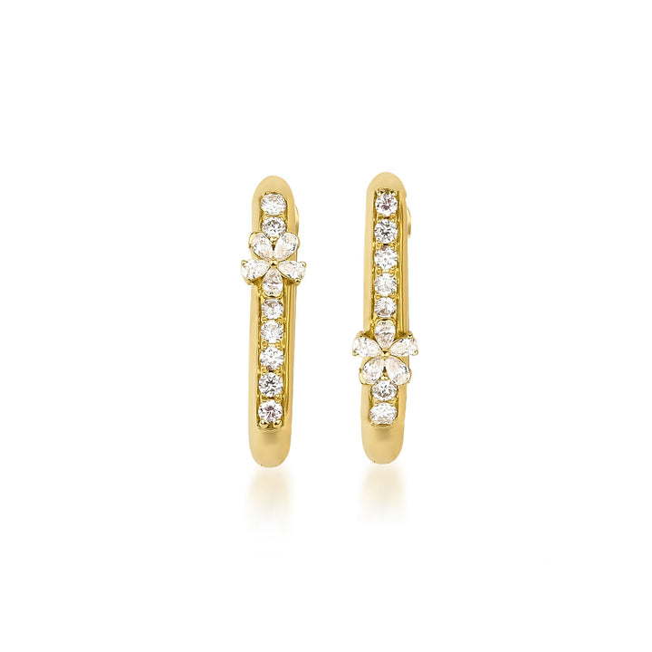 Fleur Blossom 18K Gold Hoops w. Diamonds