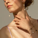 Pearl Jam long 18K Gold Plated Earring-Pendant w. Pearls