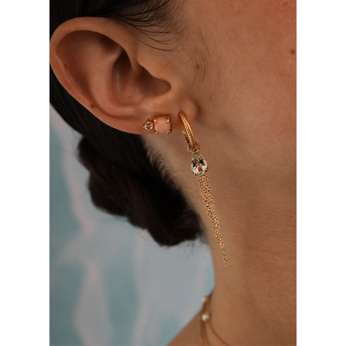 Reef 18K Gold Plated Earring w. Prasiolite
