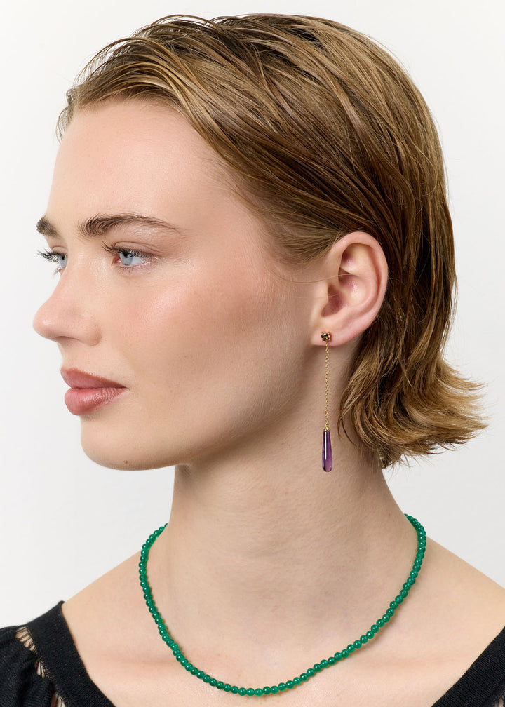 Parisa Gold Plated Studs w. Smokey Quartz & Amethyst