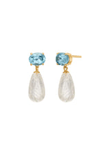 Polly Studs w. Blue Topaz & Golden Rutile Quartz