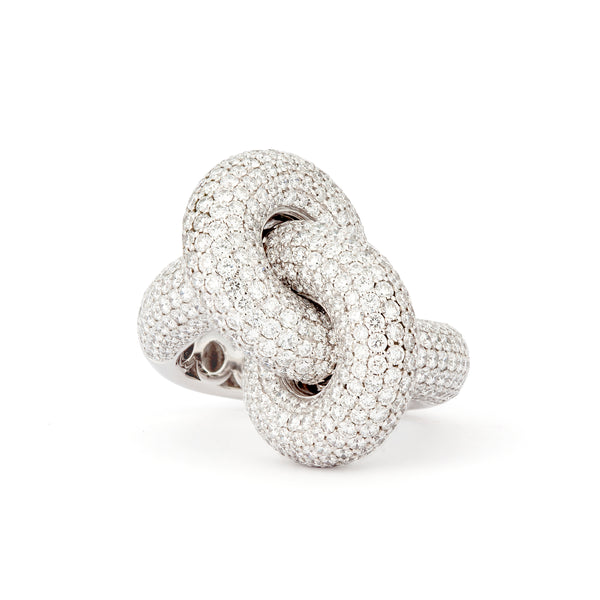 Legacy Knot Stor (Fat) 18K Hvidguld Ring m. Diamanter
