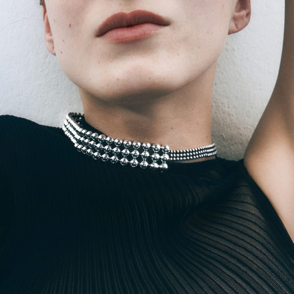 A. Roege Hove Moonlight Grapes Silver Choker Necklace