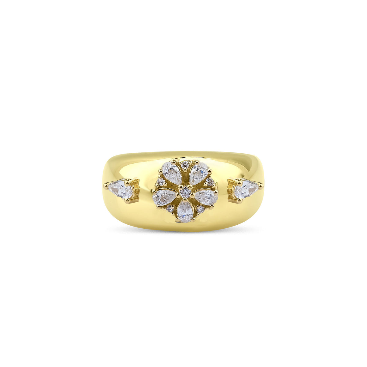 Fleur Bombe 18K Gold Ring w. Diamonds