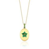 Fleur Sparkle 18K Gold Necklace w. Emeralds