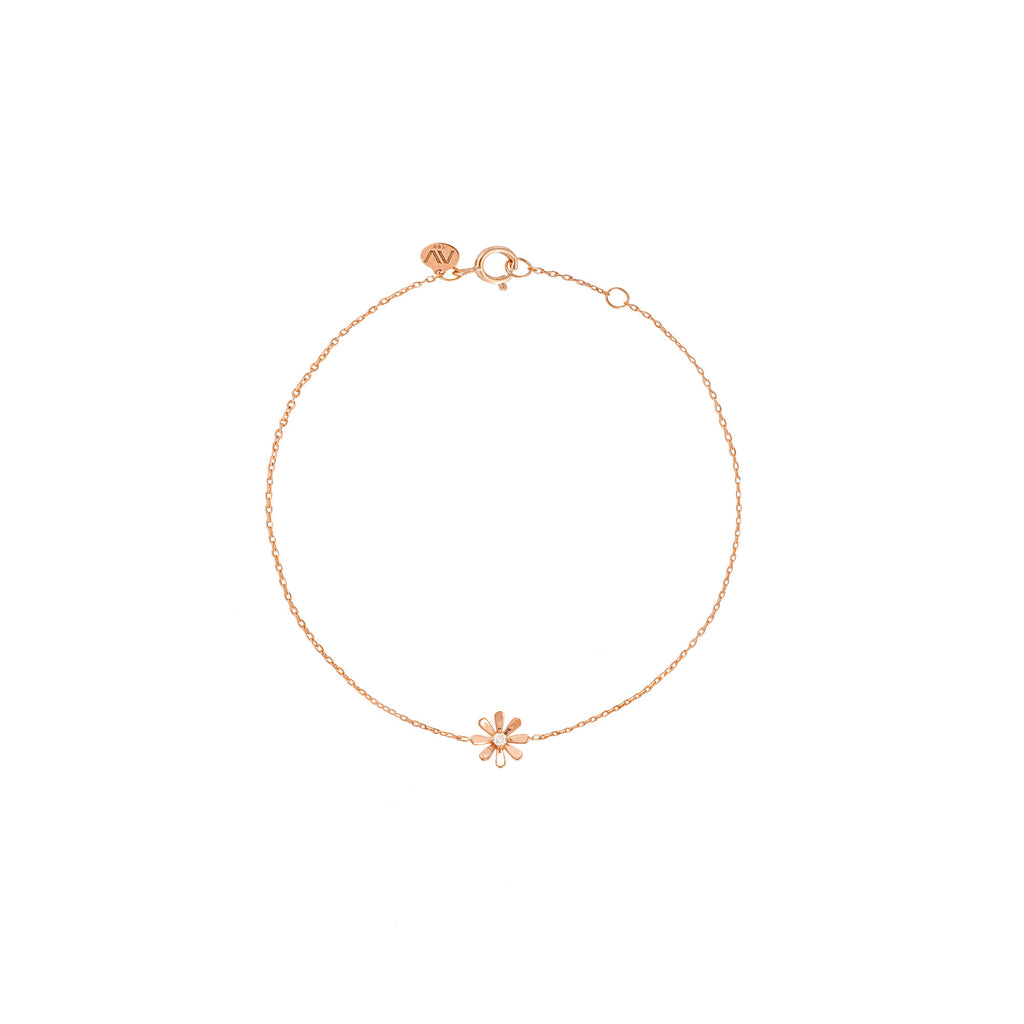 Flower Power 18K Rose Gold Bracelet w. Diamond