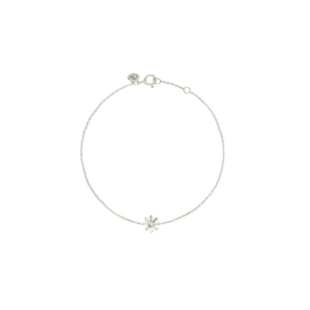 Flower Power 18K White Gold Bracelet w. Diamond