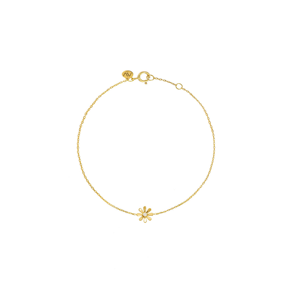 Flower Power 18K Gold Bracelet w. Diamond