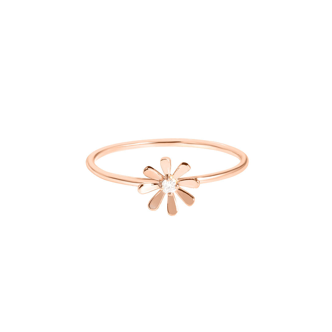 Flower Power 18K Rose Gold Ring w. Diamond