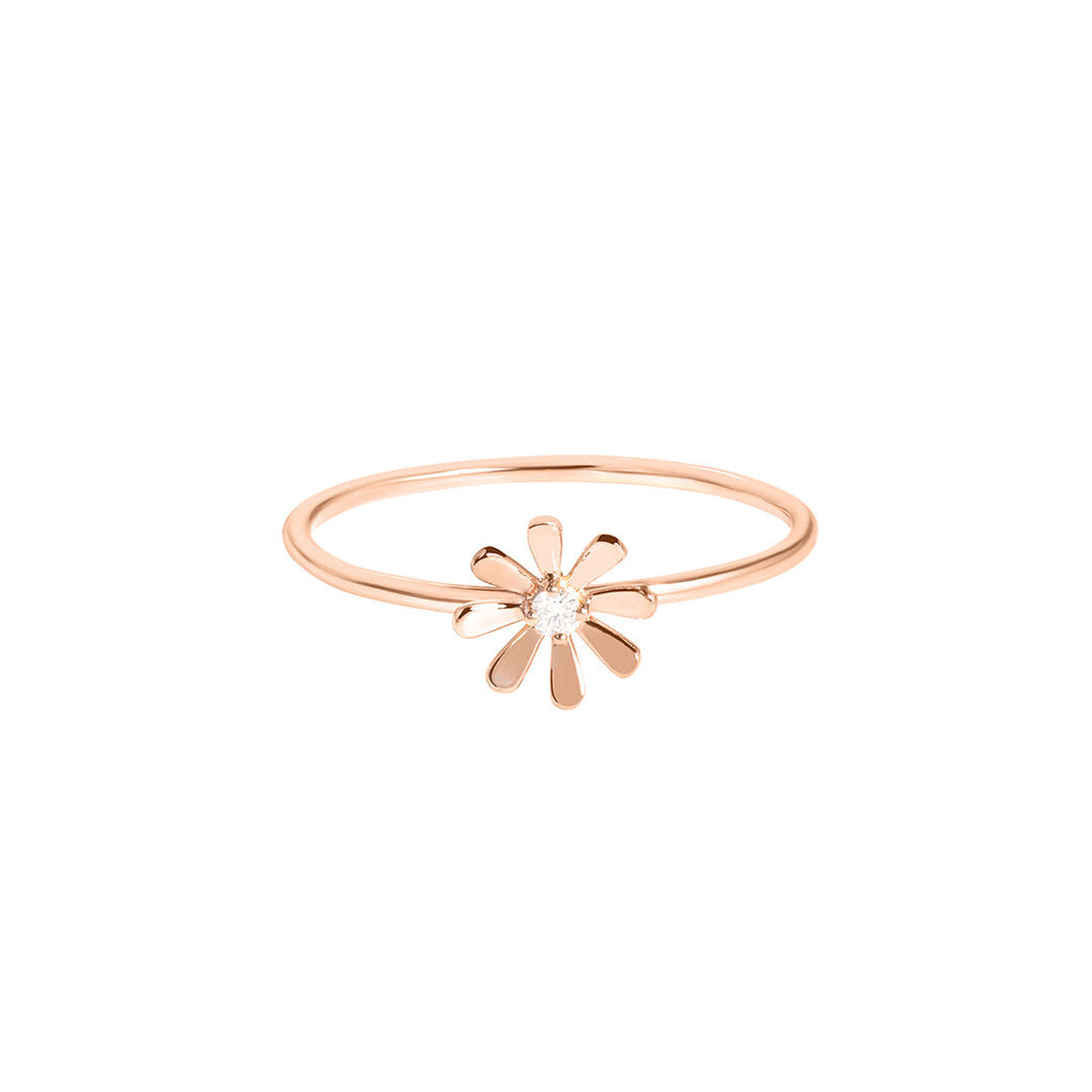 Flower Power 18K Rose Gold Ring w. Diamond