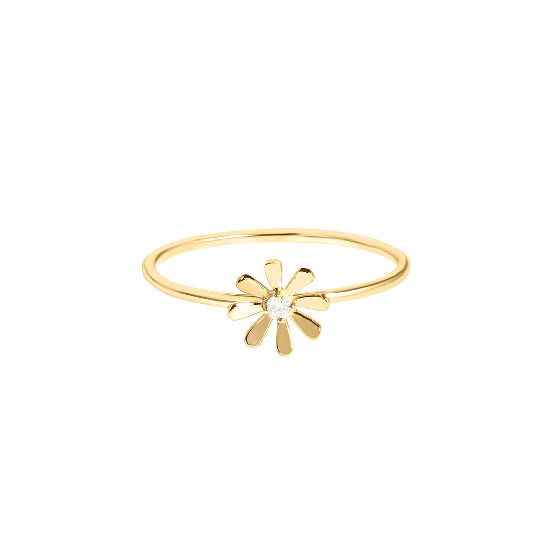 Flower Power 18K Gold Ring w. Diamond