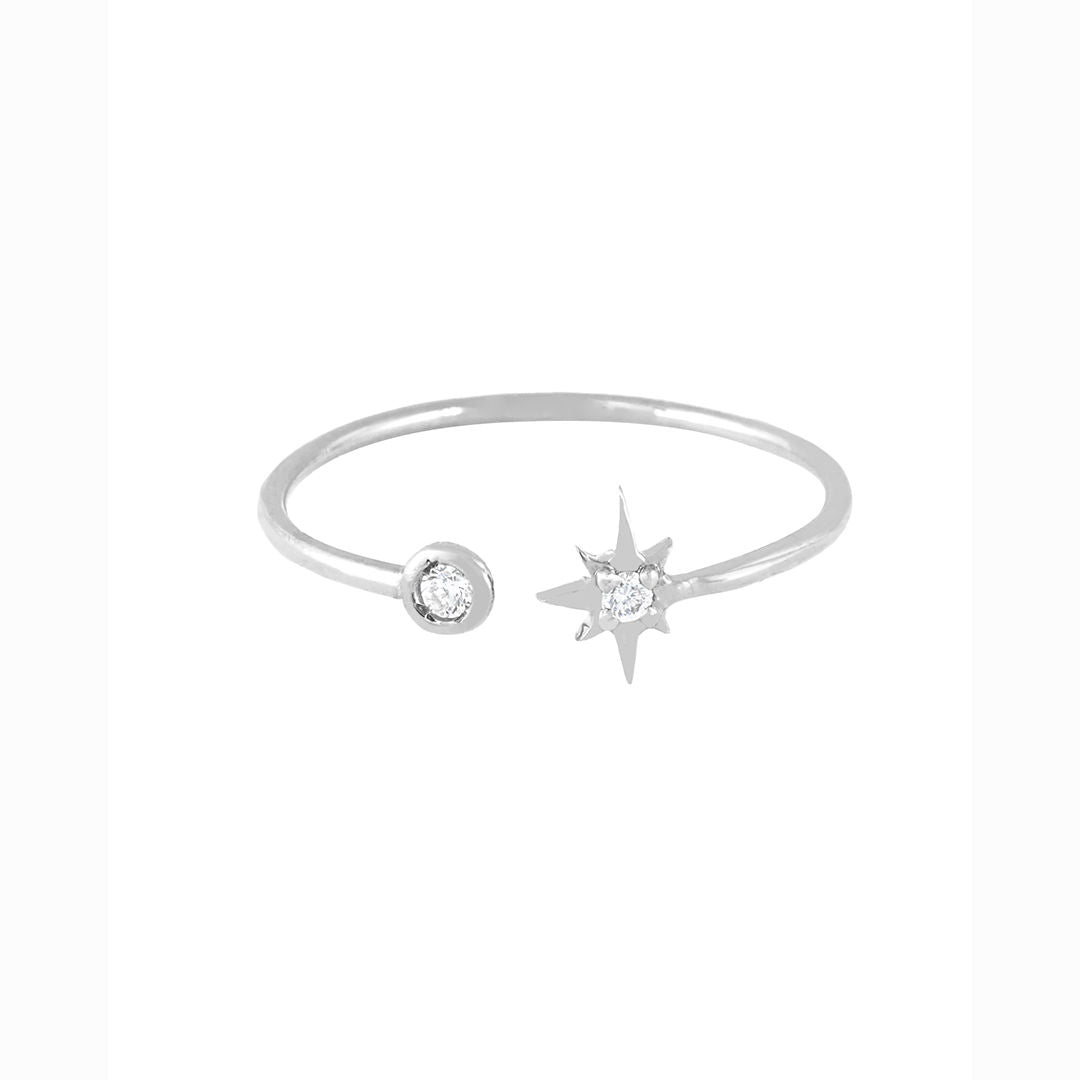 Follow the Northern Star 18K White Gold Ring w. Diamonds