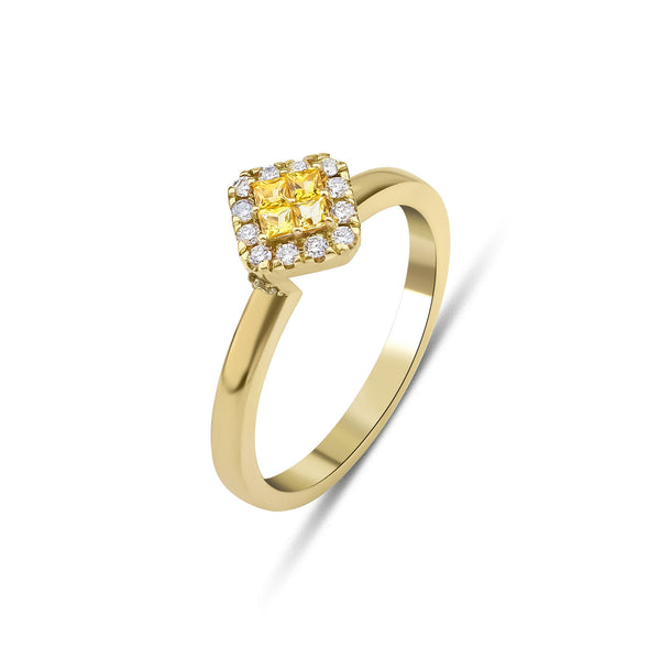 Fortuna Amarillo 18K Guld Ring m. Diamanter & Safirer