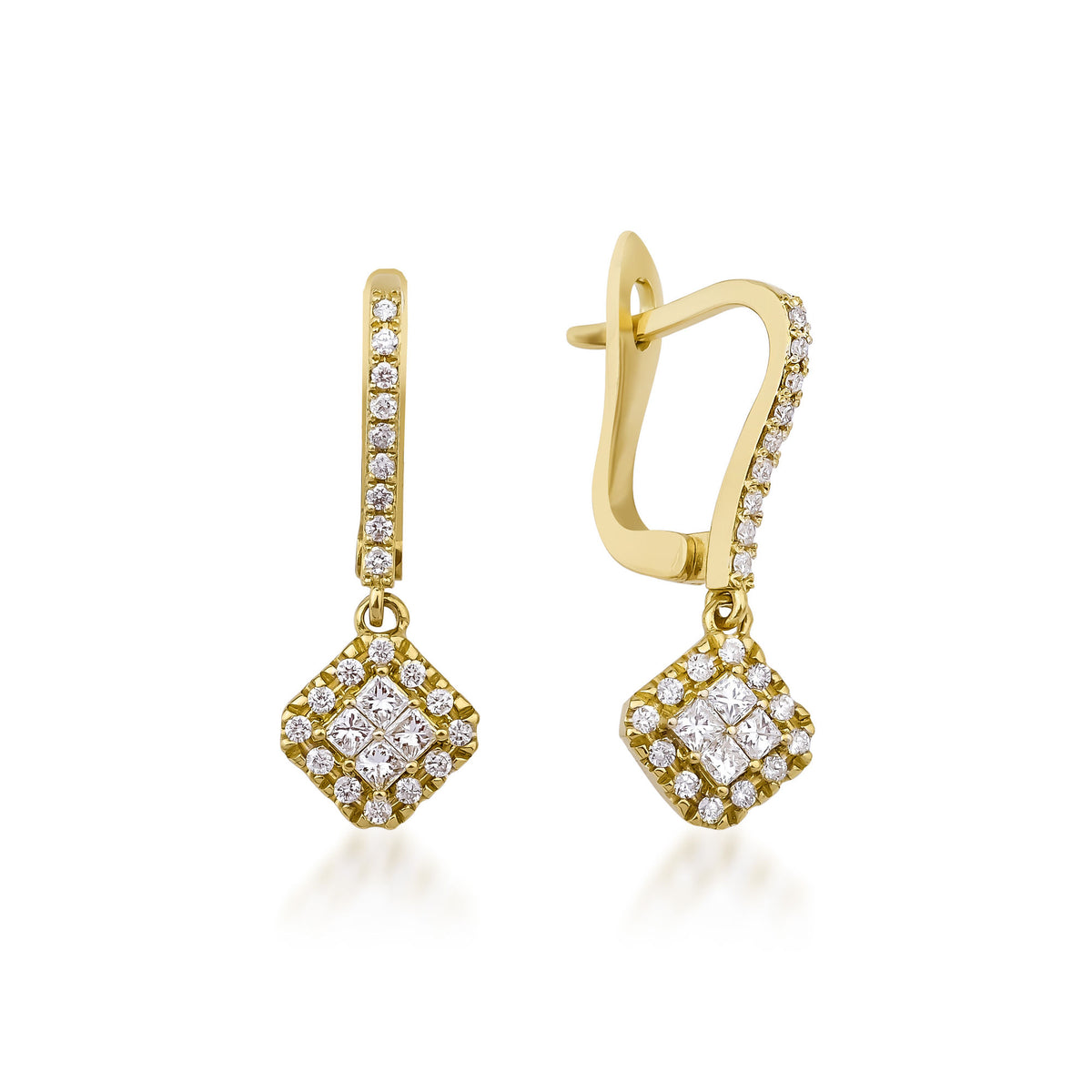 Fortuna Drop 18k Gold Ohrringe w. Diamanten