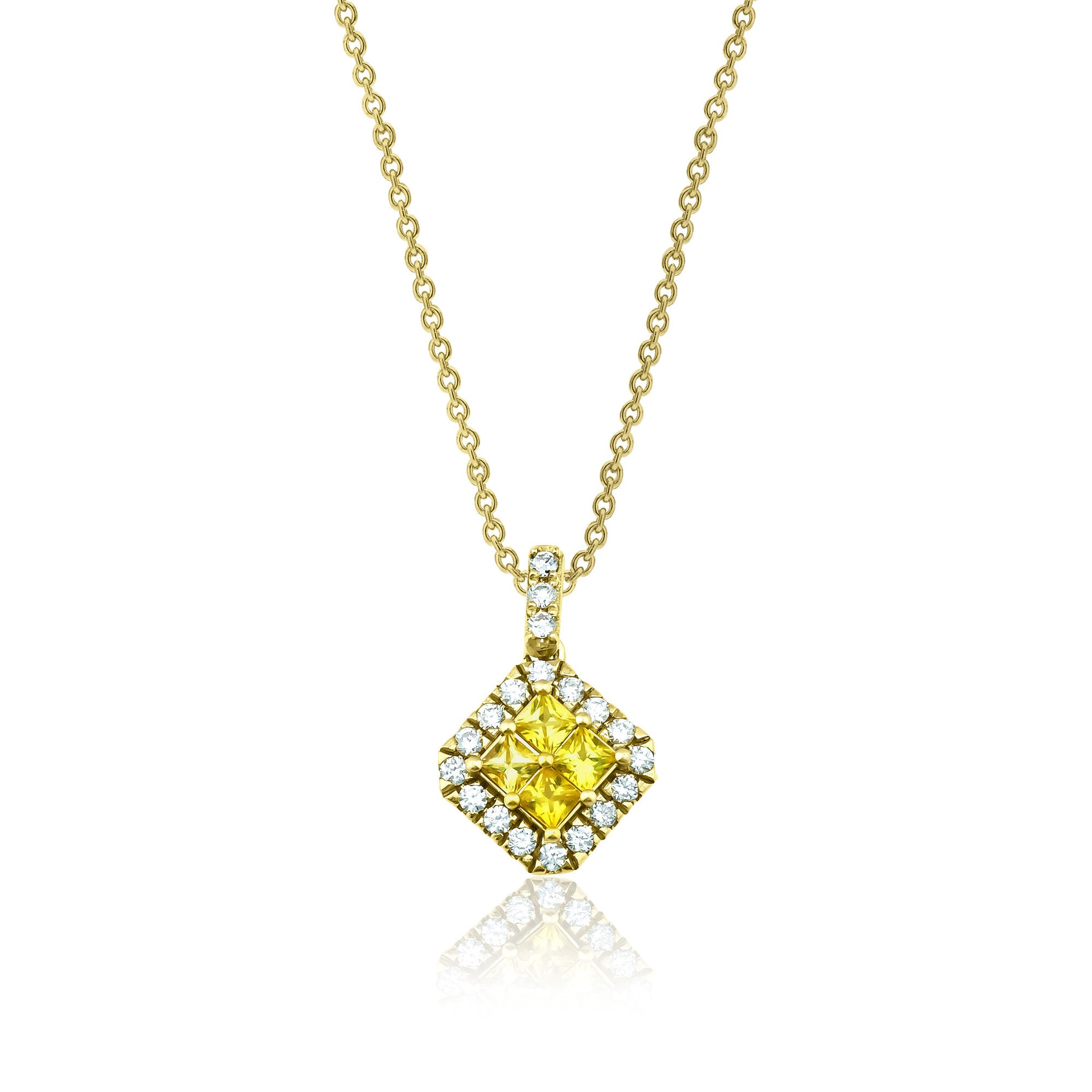 Fortuna Amarillo 18K Gold Necklace w. Diamonds & Sapphires
