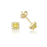 Fortuna Amarillo 18K Gold Studs w. Diamonds & Sapphires