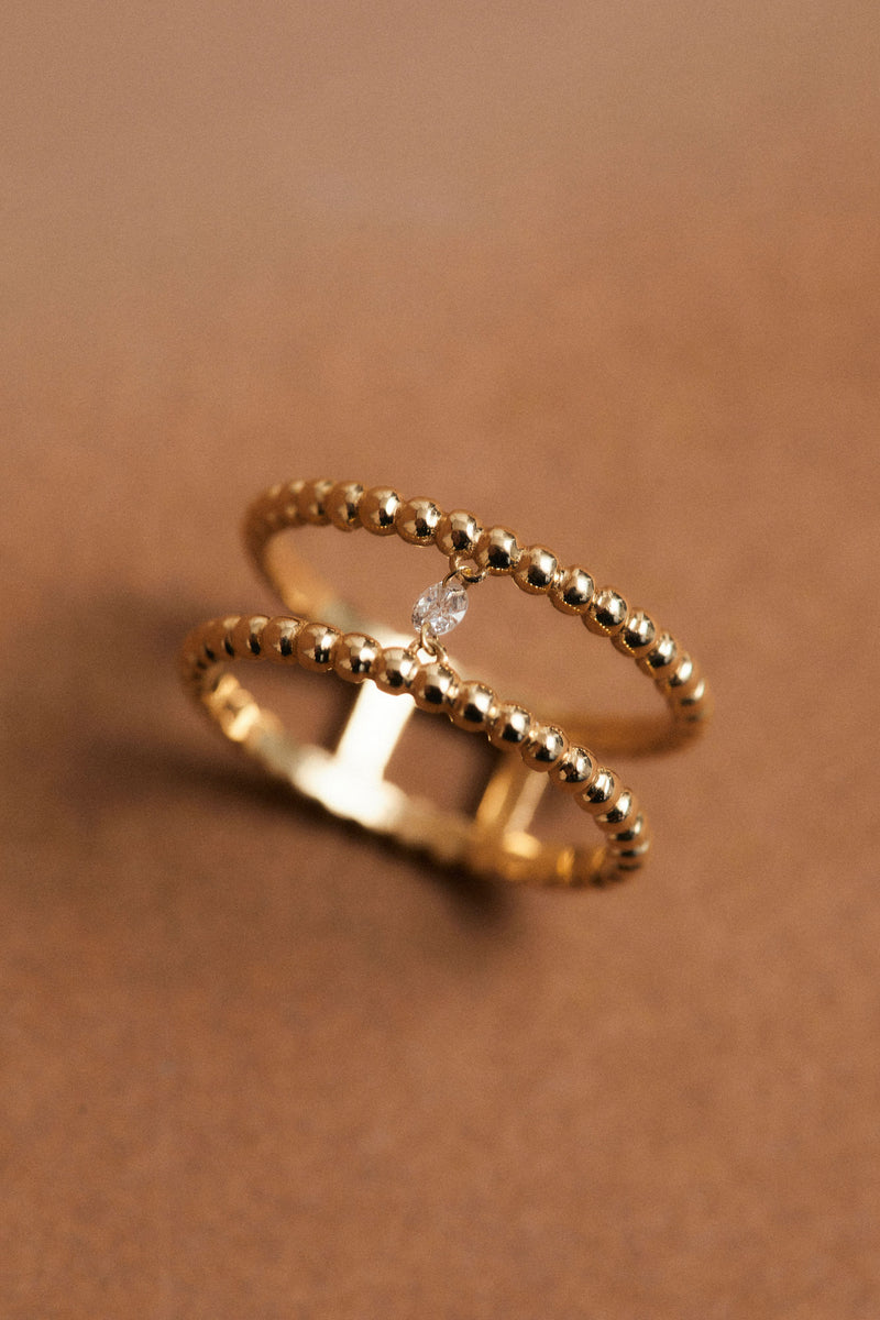 Double Nude 18K Guld Ring m. Lab-Grown Diamant