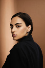 Double Cascade Nude 18K Rosegold Earrings w. Lab-Grown Diamonds